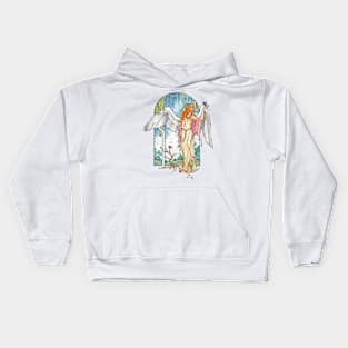 Angel of Spring Mucha Inspired Art Nouveau Angels of the Seasons Series Kids Hoodie